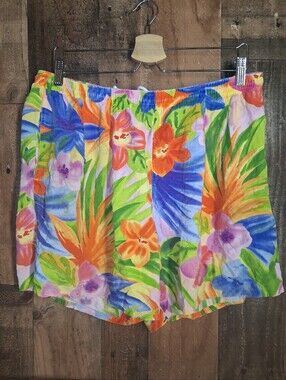 Vintage Jams World Shorts Size Large Womens Hawaiian Floral Unisex